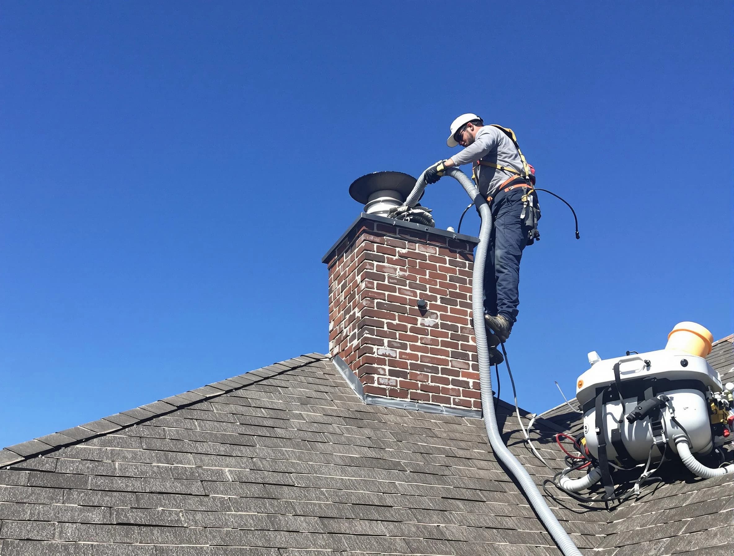 Dedicated Midwest City Chimney Sweep team member cleaning a chimney in Midwest City, OK
