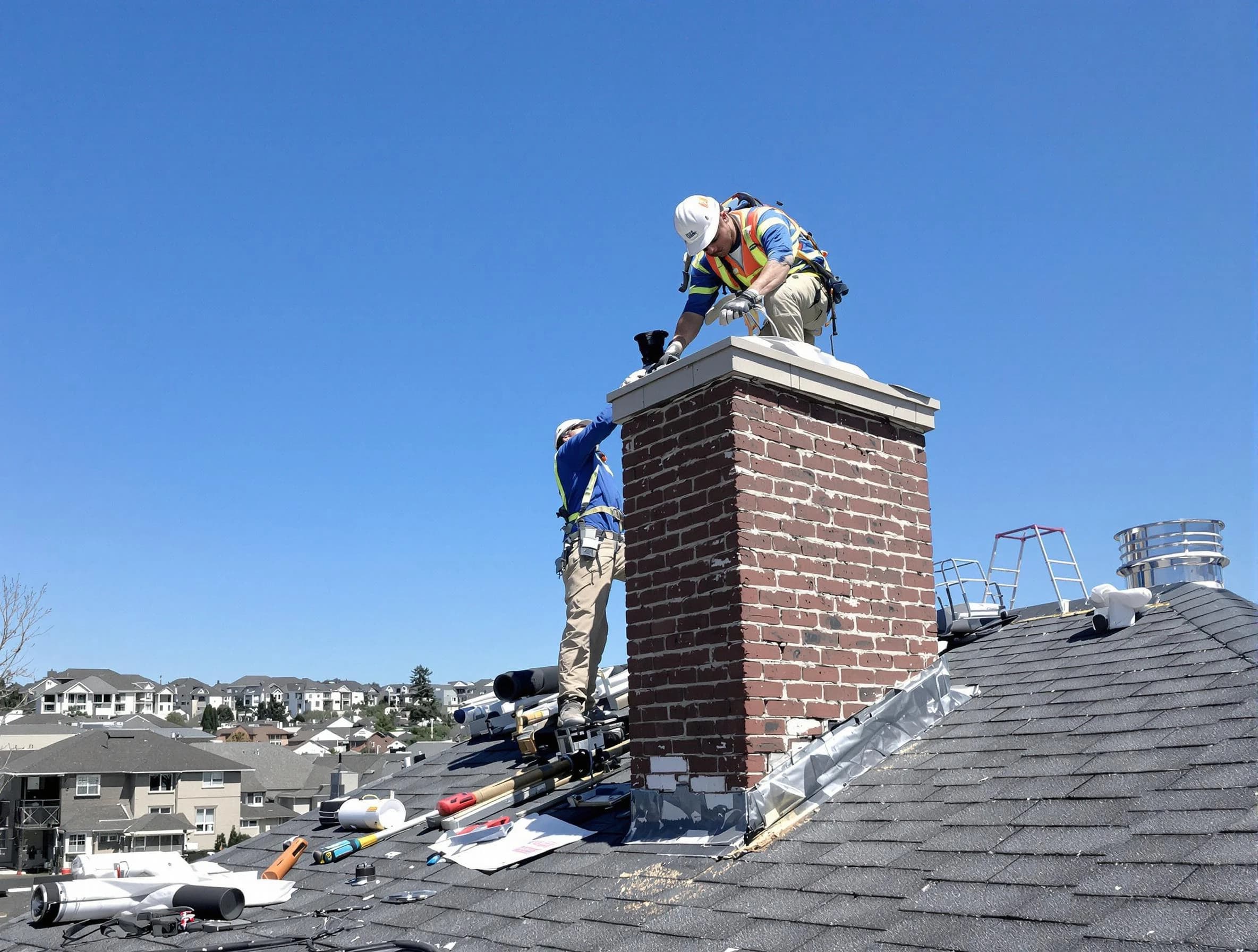 Midwest City Chimney Sweep repairing a chimney crown in Midwest City, OK