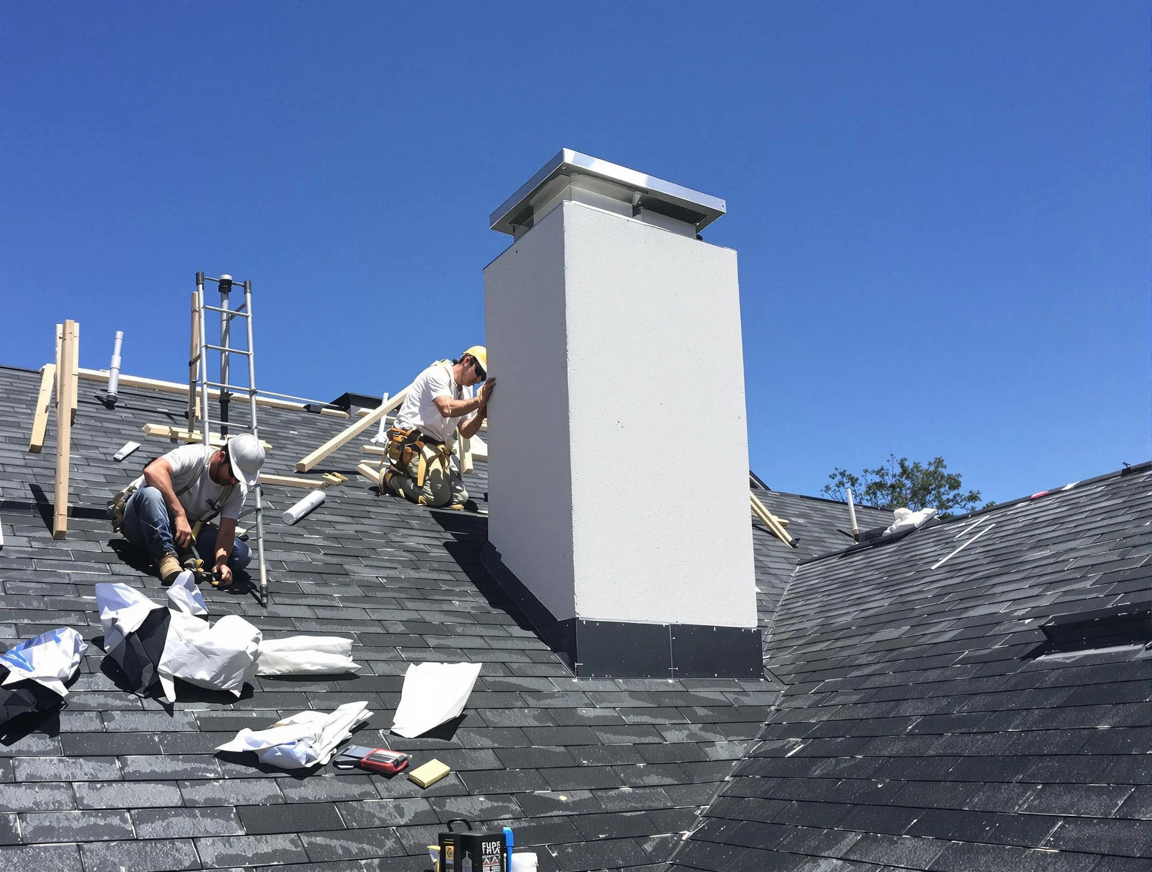 Midwest City Chimney Sweep crew installing a new chimney in Midwest City, OK