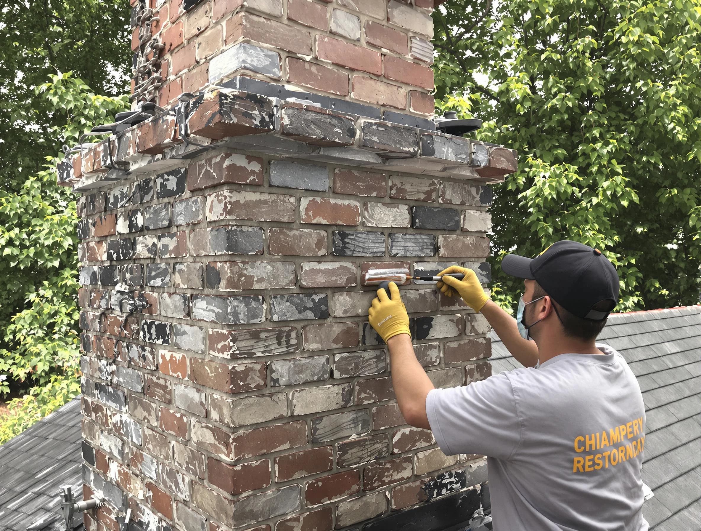 In-progress chimney restoration by Midwest City Chimney Sweep in Midwest City, OK