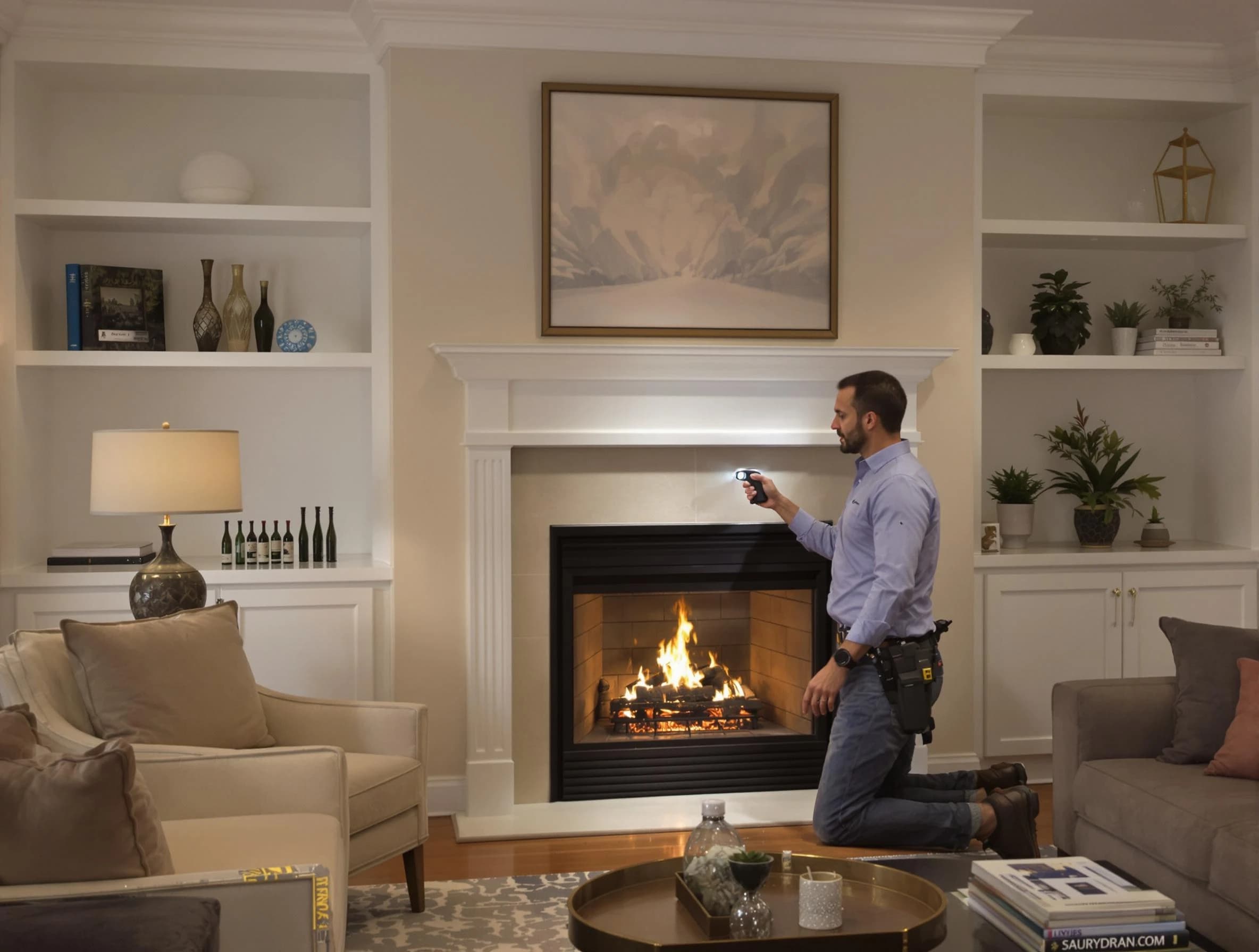 Midwest City Chimney Sweep conducting a fireplace safety inspection in Midwest City, OK