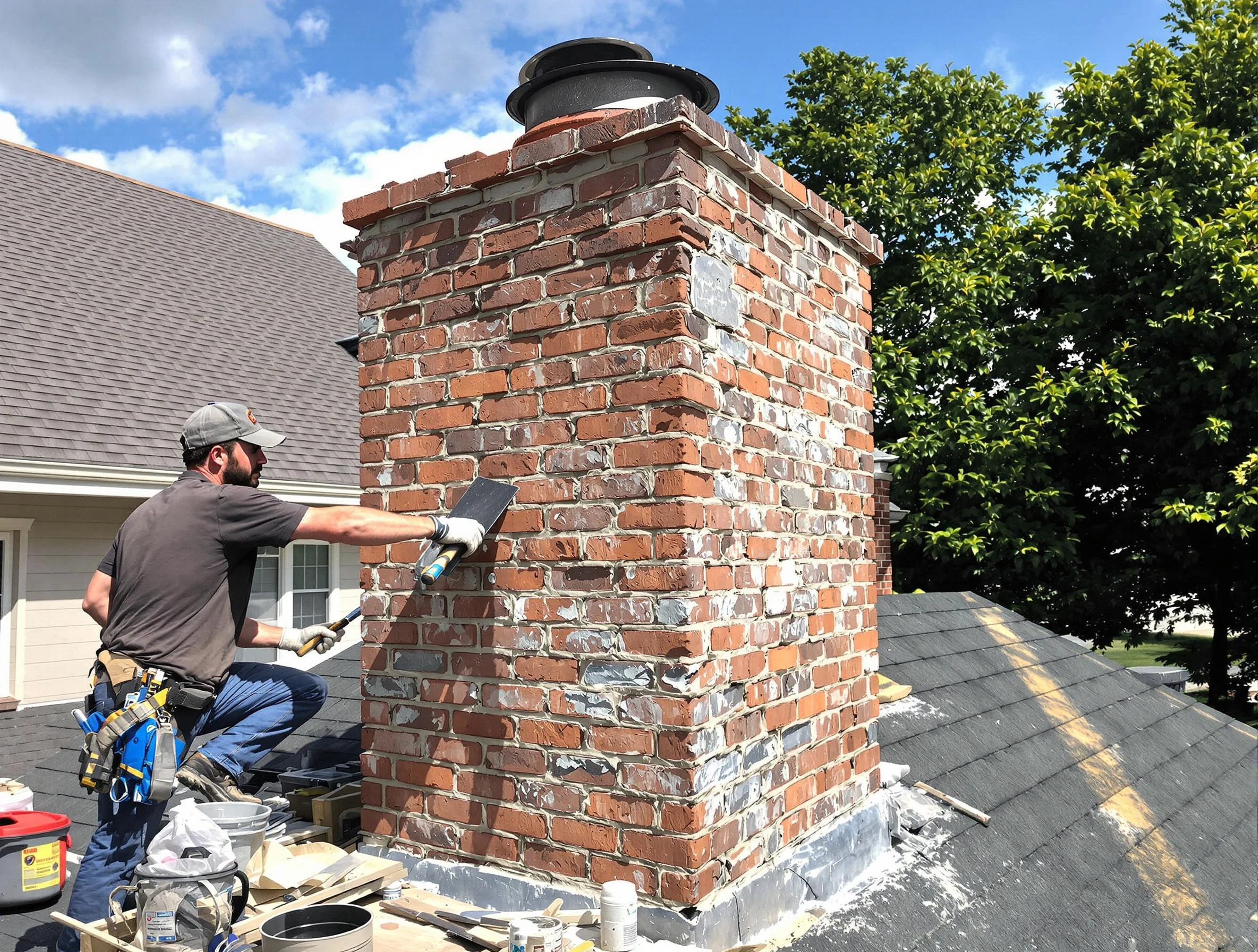 Completed chimney rebuild by Midwest City Chimney Sweep in Midwest City, OK