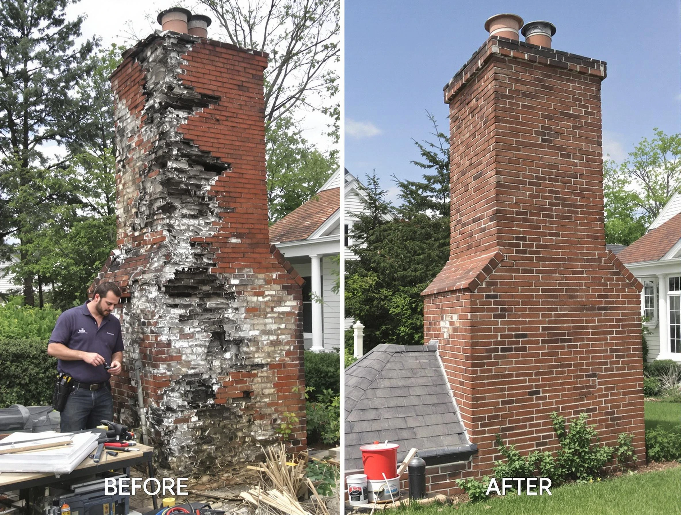 Midwest City Chimney Sweep performing a full chimney restoration in Midwest City, OK