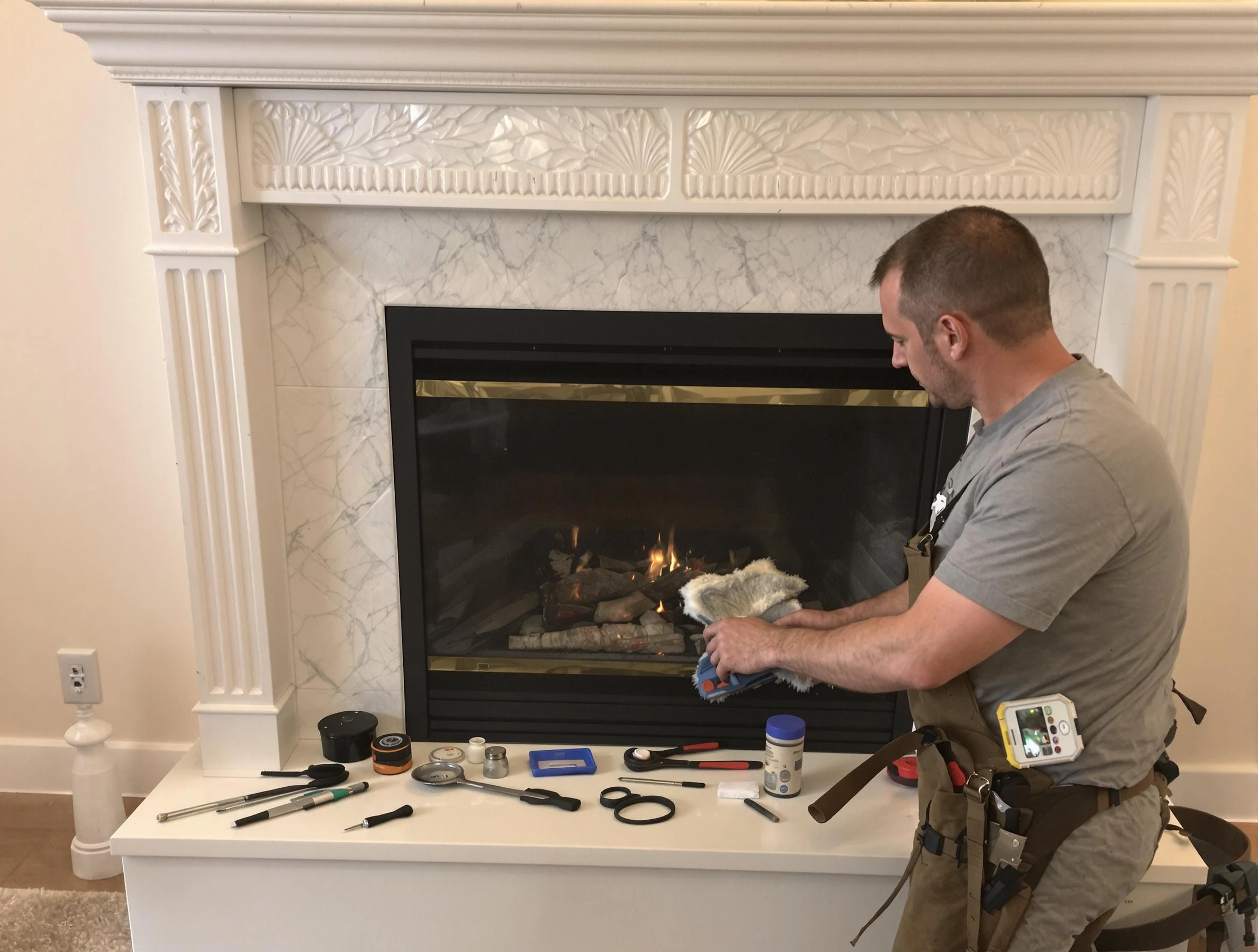 Midwest City Chimney Sweep performing fireplace maintenance in Midwest City, OK